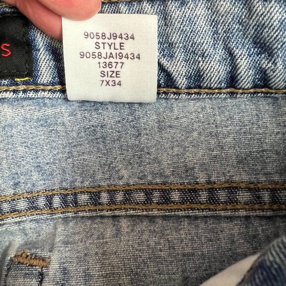 Todd Oldham Jeans 7x33 Blue Flare Leg Bell Bottom Mid Rise Denim 90s Y2K Hippie - Picture 9 of 15